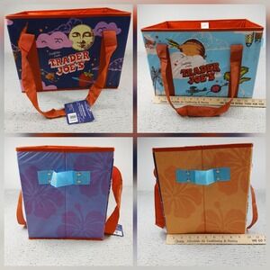 Trader Joe's Insulated Reusable Tote Bag Colorful Print Grocery Cooler NWT